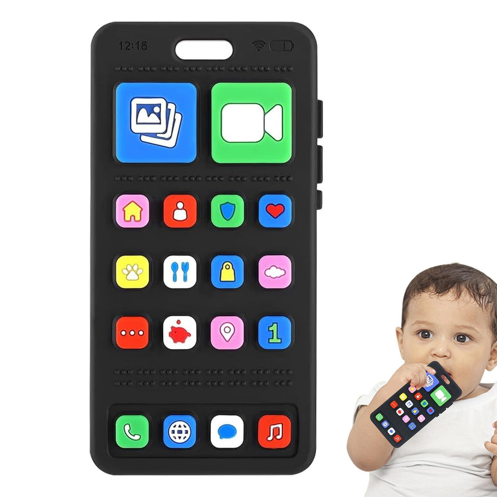 GUIGUZHJ baby phone teether in soft silicone for easy grip and comforting gums.