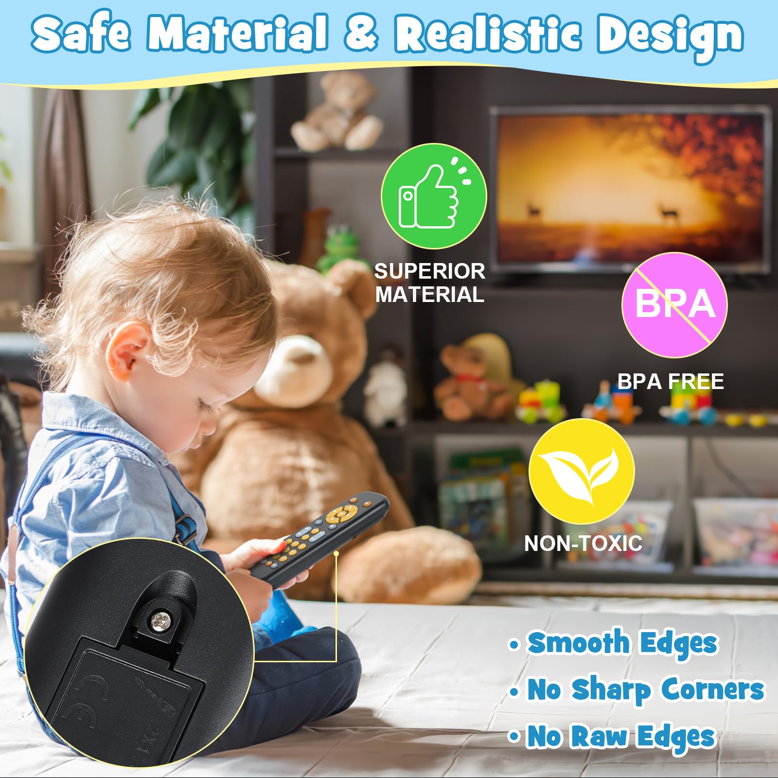 GUIGUZHJ baby remote demonstrates numbers in three languages to support early learning.