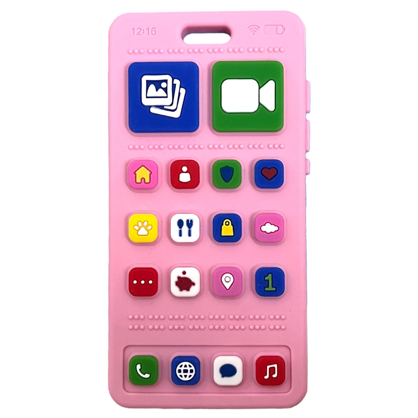 Guiguzhj phone teether pink close-up for soothing gums during teething