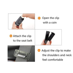 GUIILAN American Flag Seat Belt Adjuster installed in car showing easy adjustment and reduced shoulder pressure.