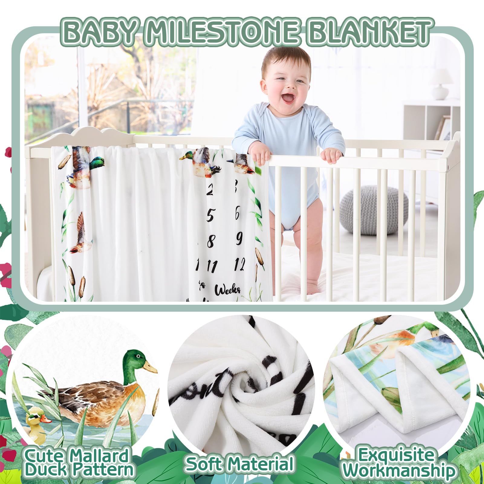 Guiqulai baby bib in duck theme adds charm to milestone sessions.