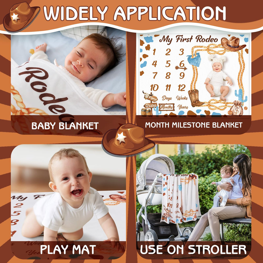Guiqulai cowboy blanket serves as a reusable photo prop for first-year shoots.