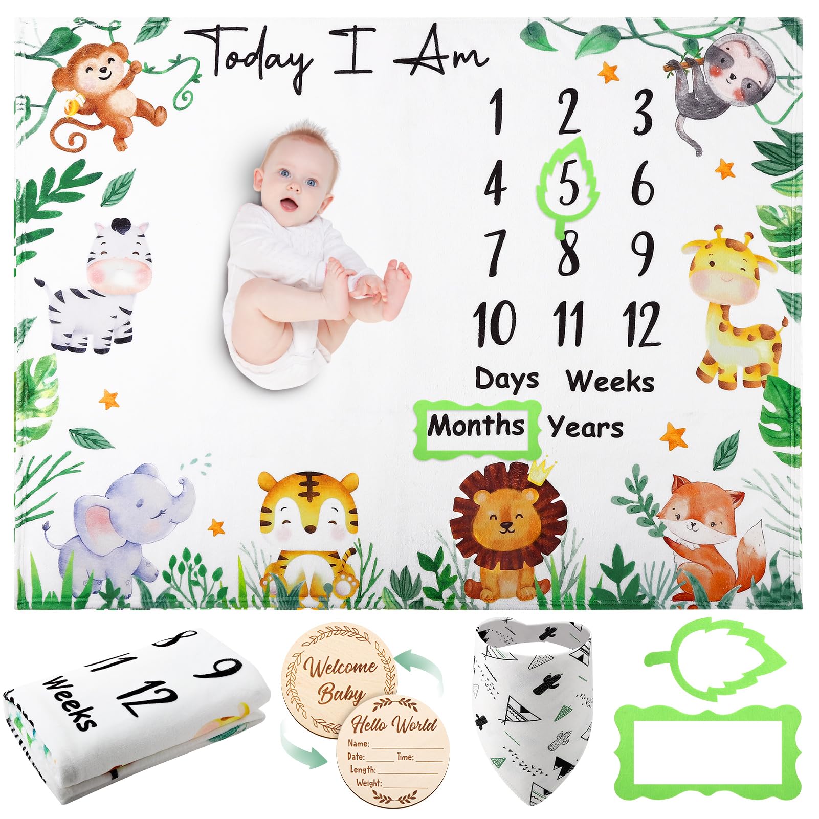Guiqulai milestone blanket soft flannel for newborn photos