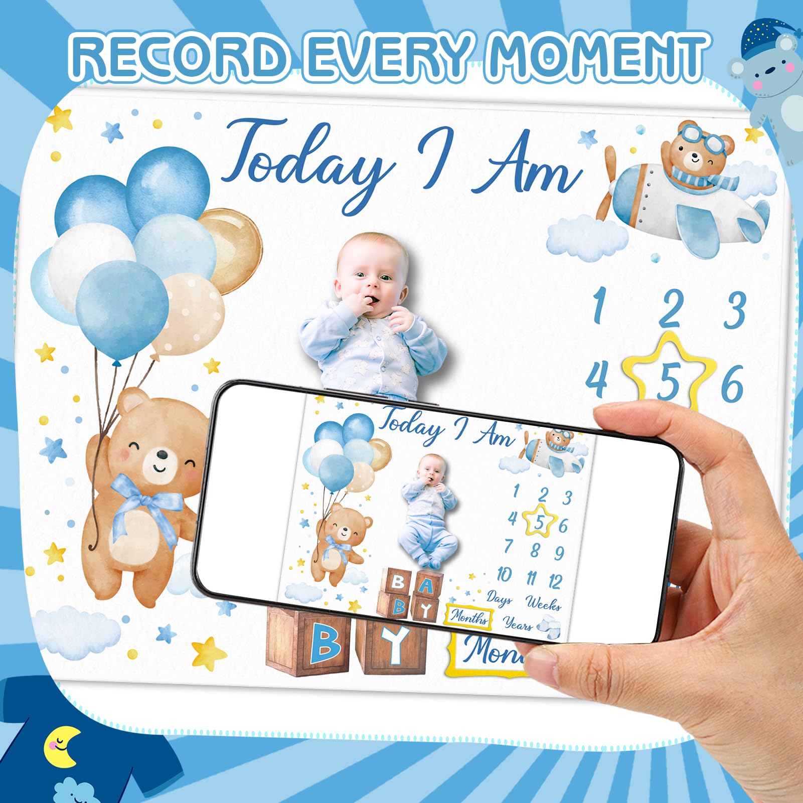 Guiqulai milestone signs mark baby's age with style and clarity