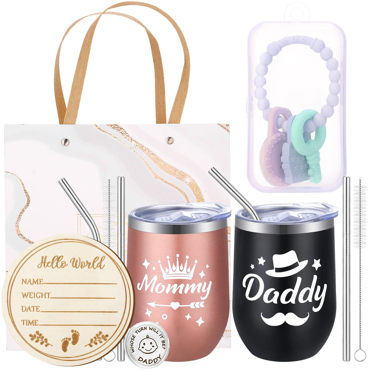 Guiqulai new mom gift set with mom and dad tumblers for celebratory toasts and daily refreshment