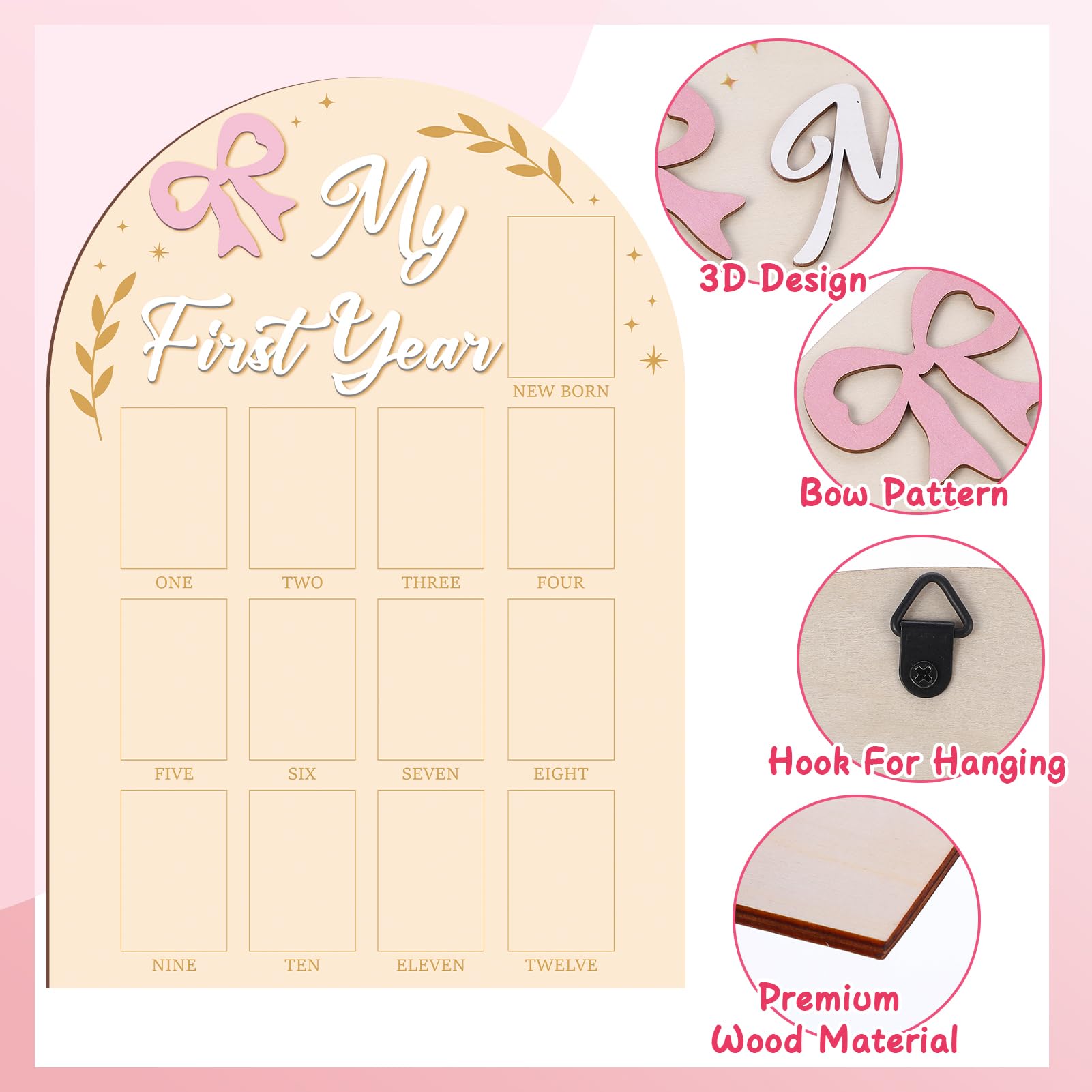 Guiqulai pink bow hairclip adds a charming accessory for milestone photos