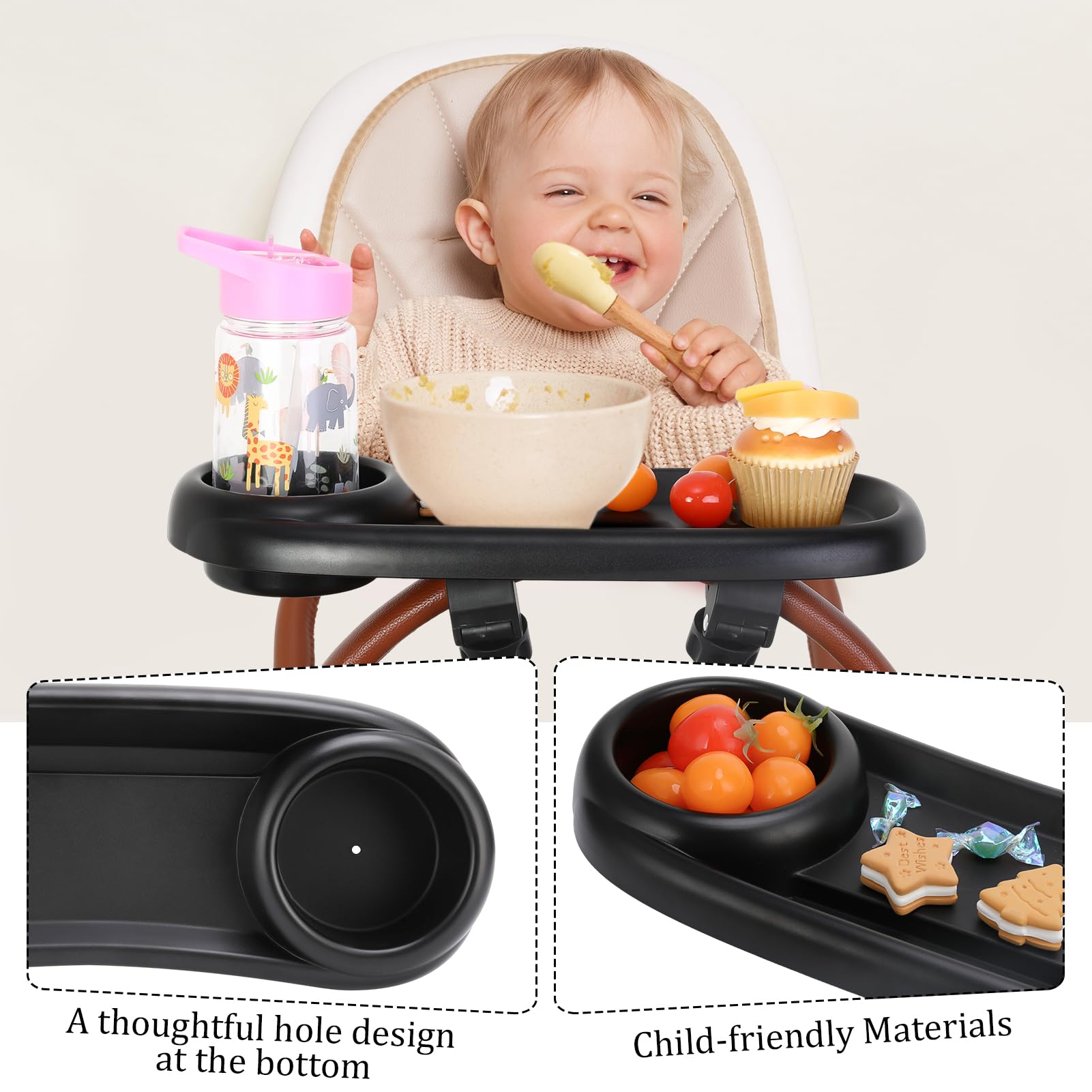 Guiqulai 3-in-1 tray features 360° swivel clamp for flexible stroller positioning.