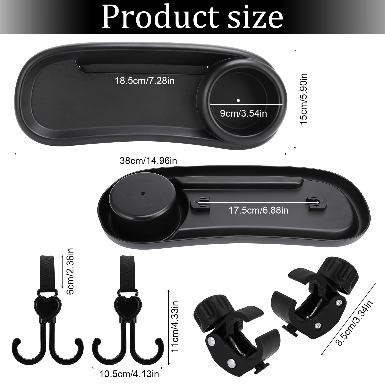 Guiqulai universal compatibility image shows fit across most stroller armrests.