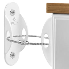 Guirnd 6-pack furniture anchors securing a tall bookcase for child safety