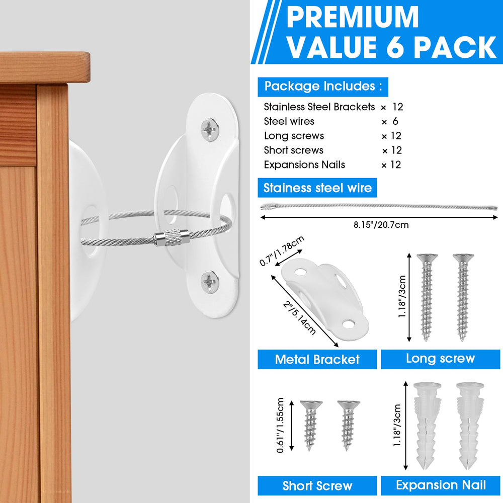 Guirnd anti-tip anchors with wall plates installed on a cabinet for stability