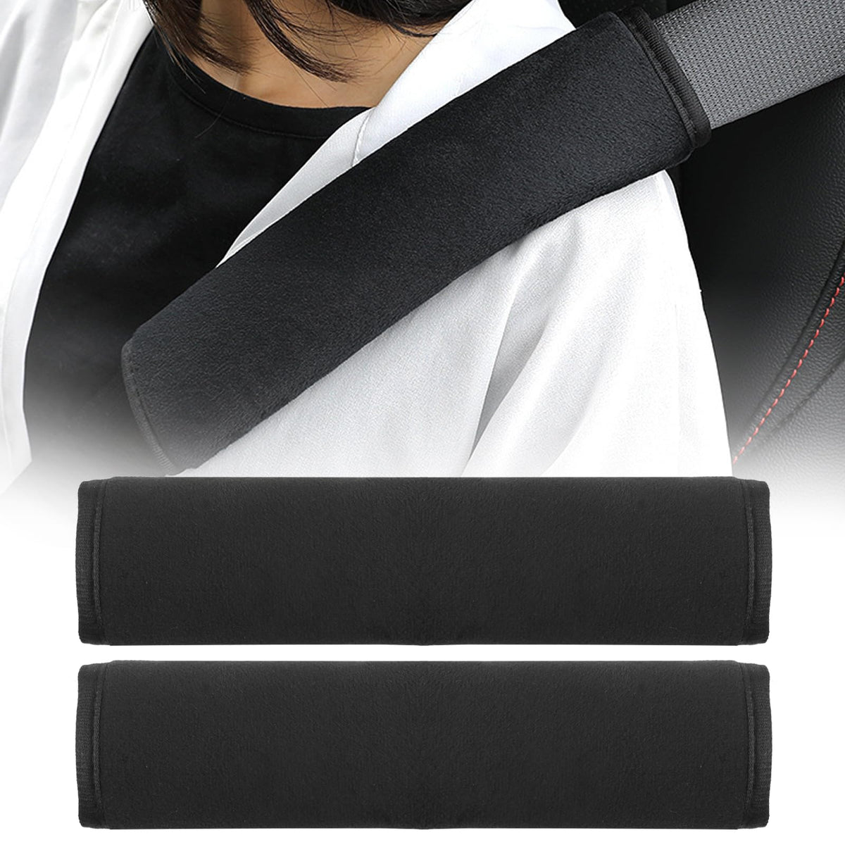 Guirnd car-seat strap pads shown in black pack, compact and ready for universal fit.