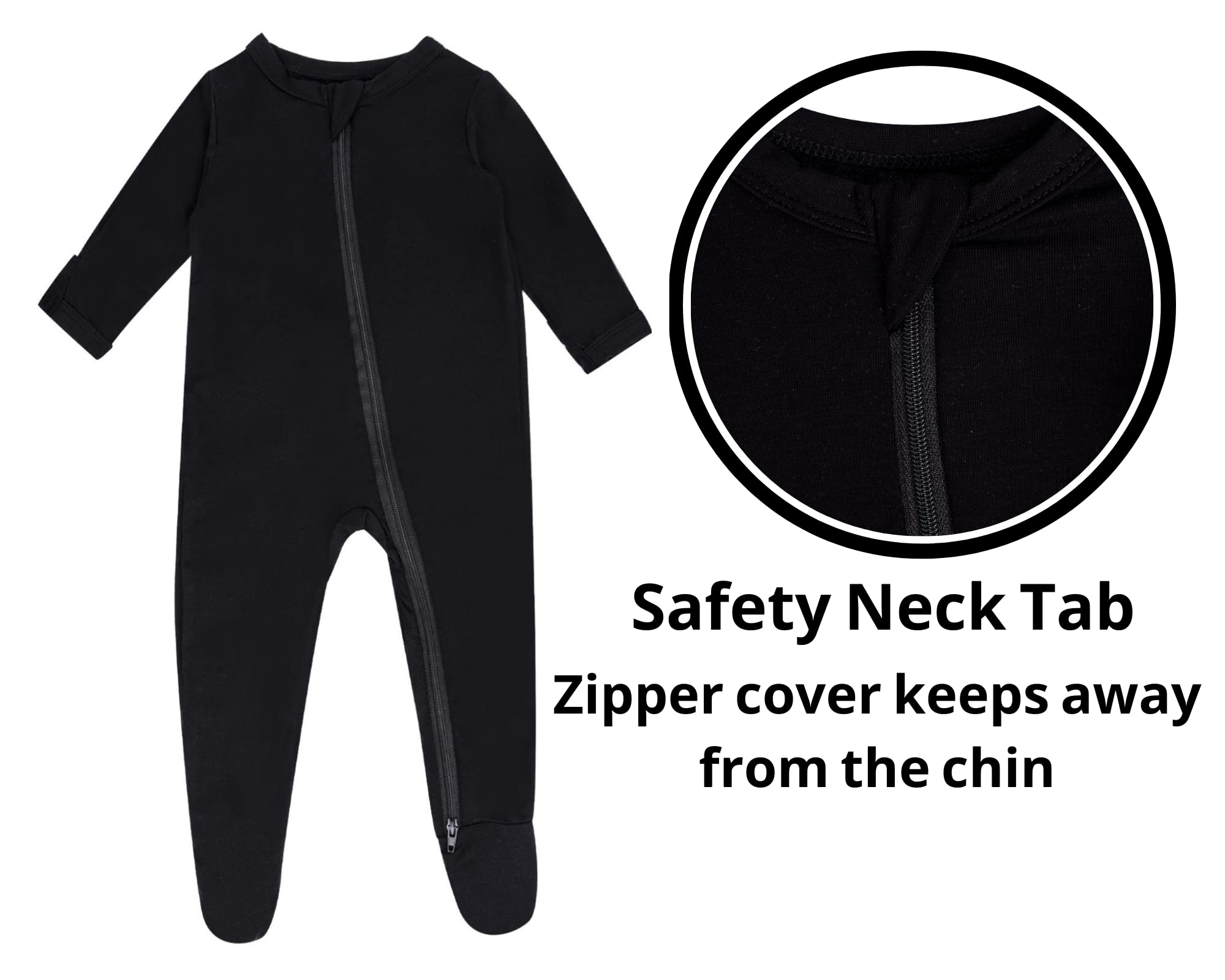 GUISBY 4-Pack baby sleepers grow-with-me fit showing stretch for longer wear.