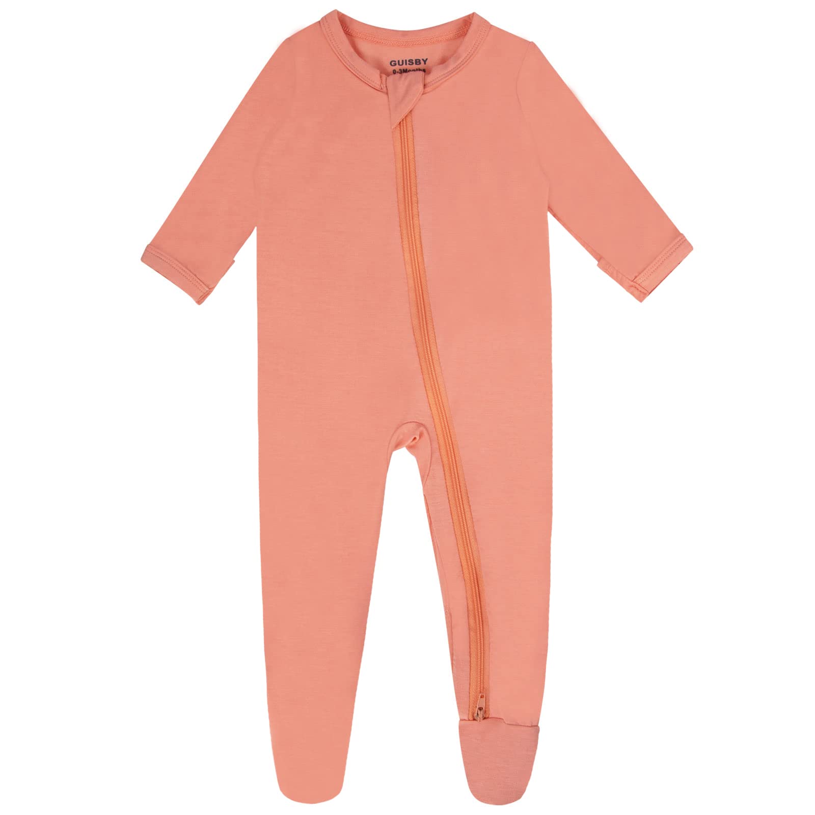 GUISBY rayon baby pajama front view shows skin-friendly comfort for newborn girls.