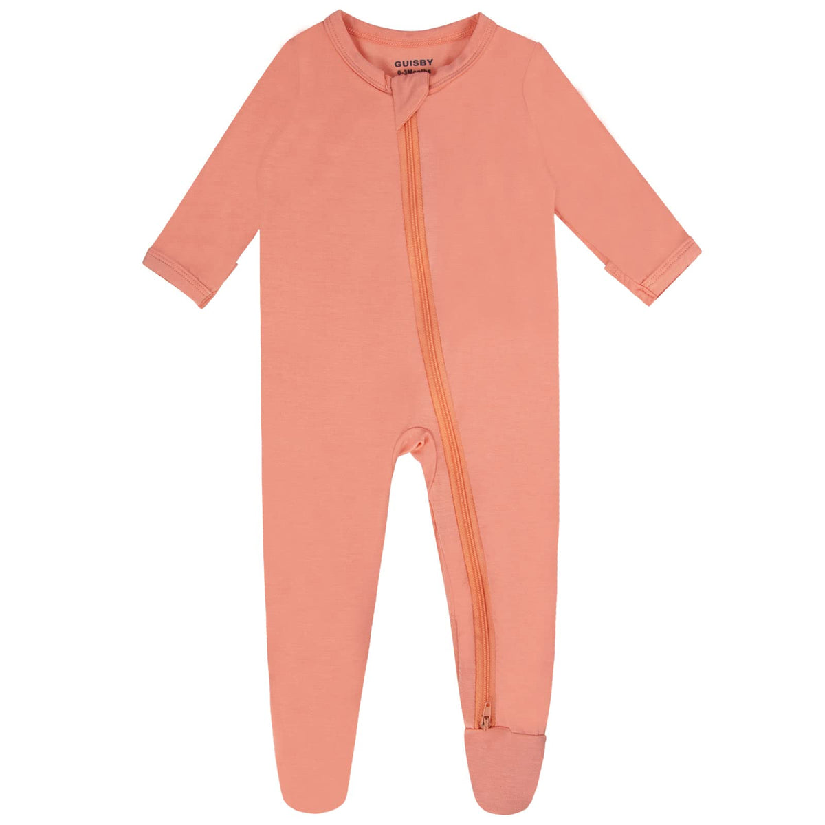 GUISBY rayon baby pajama front view shows skin-friendly comfort for newborn girls.