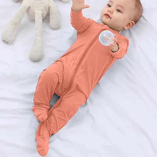 GUISBY rayon baby pajama two-way zip facilitates quick nighttime diaper changes.