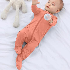 GUISBY rayon baby pajama two-way zip facilitates quick nighttime diaper changes.
