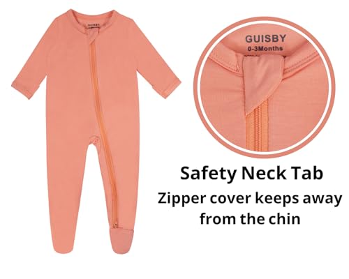 GUISBY rayon baby pajama zipper detail highlights easy diaper changes.