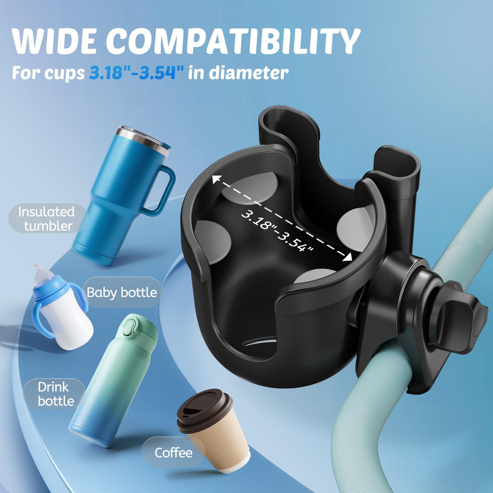 Guiseapue two-pack cup holder for versatile stroller and chair mounting