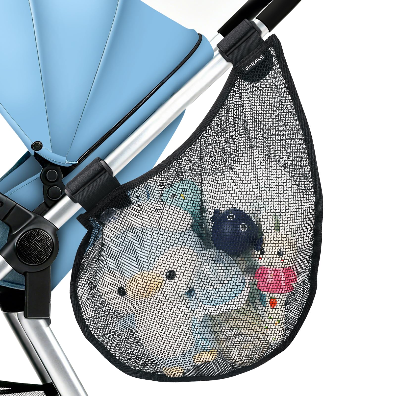 Guiseapue baby side sling cargo net wide opening enables quick essentials access.