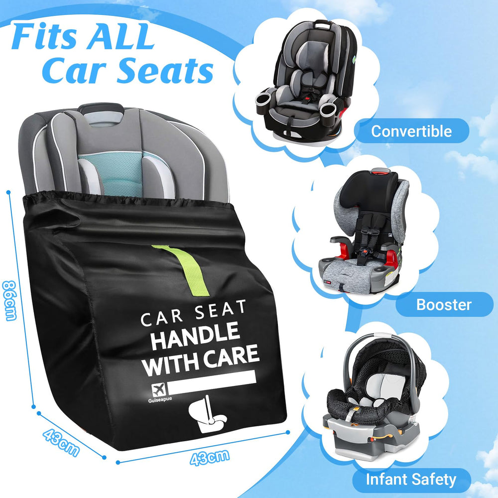Guiseapue car seat travel bag showing reinforced tear-resistant stitching for durability.
