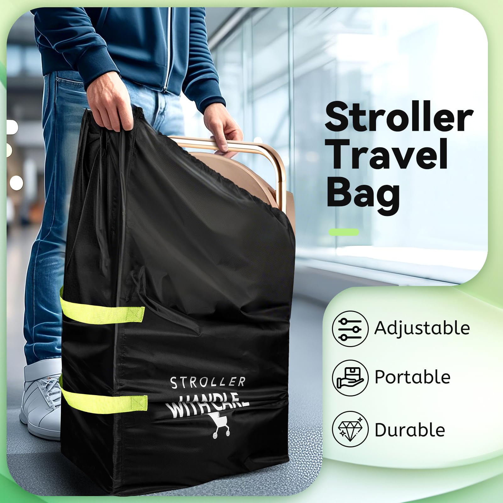 Guiseapue large-capacity bag stores stroller and travel essentials together.