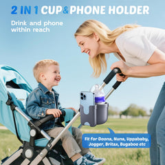 Guiseapue stroller cup holder and phone cradle on the go