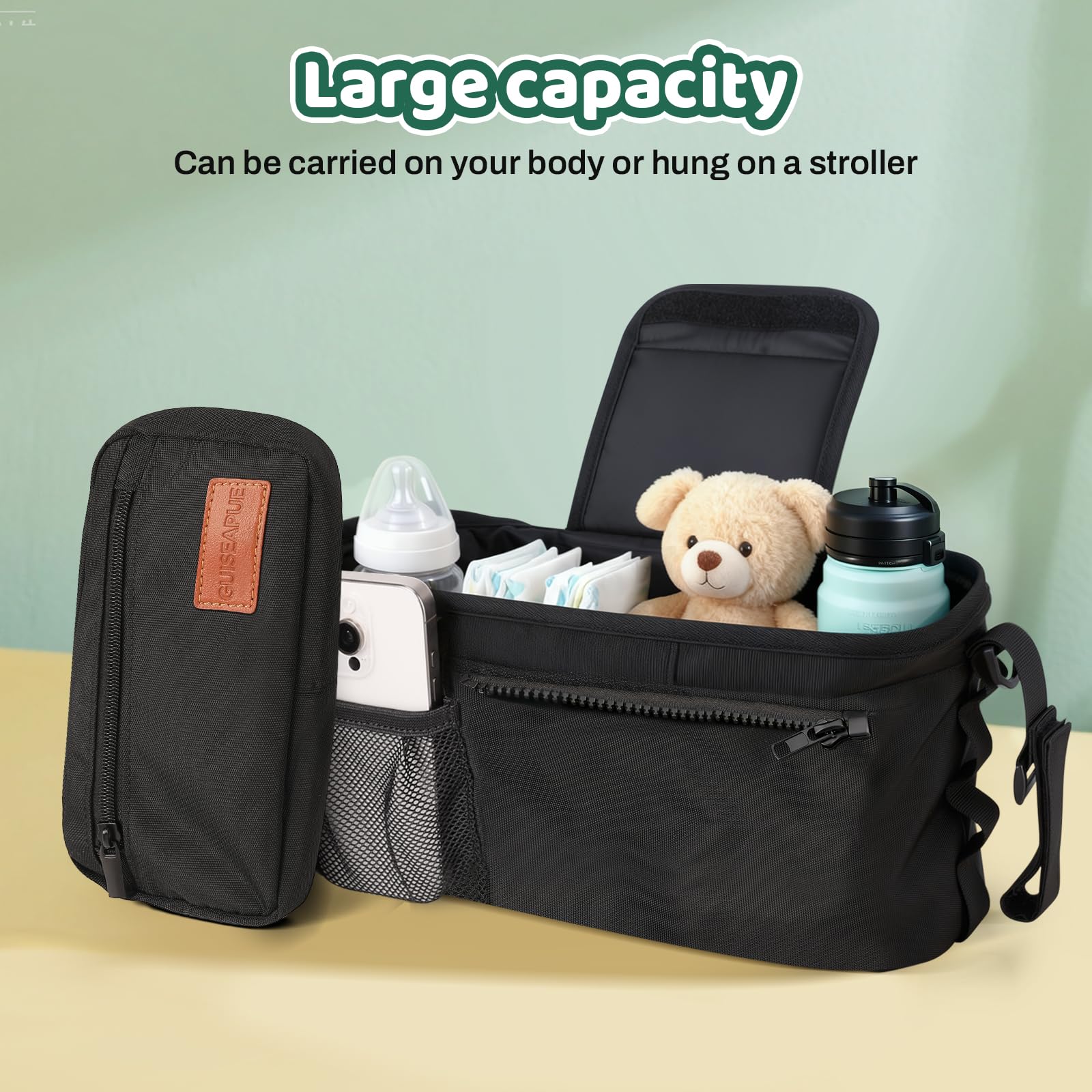 Guiseapue anti-slip buckle keeps the organizer secure on the stroller