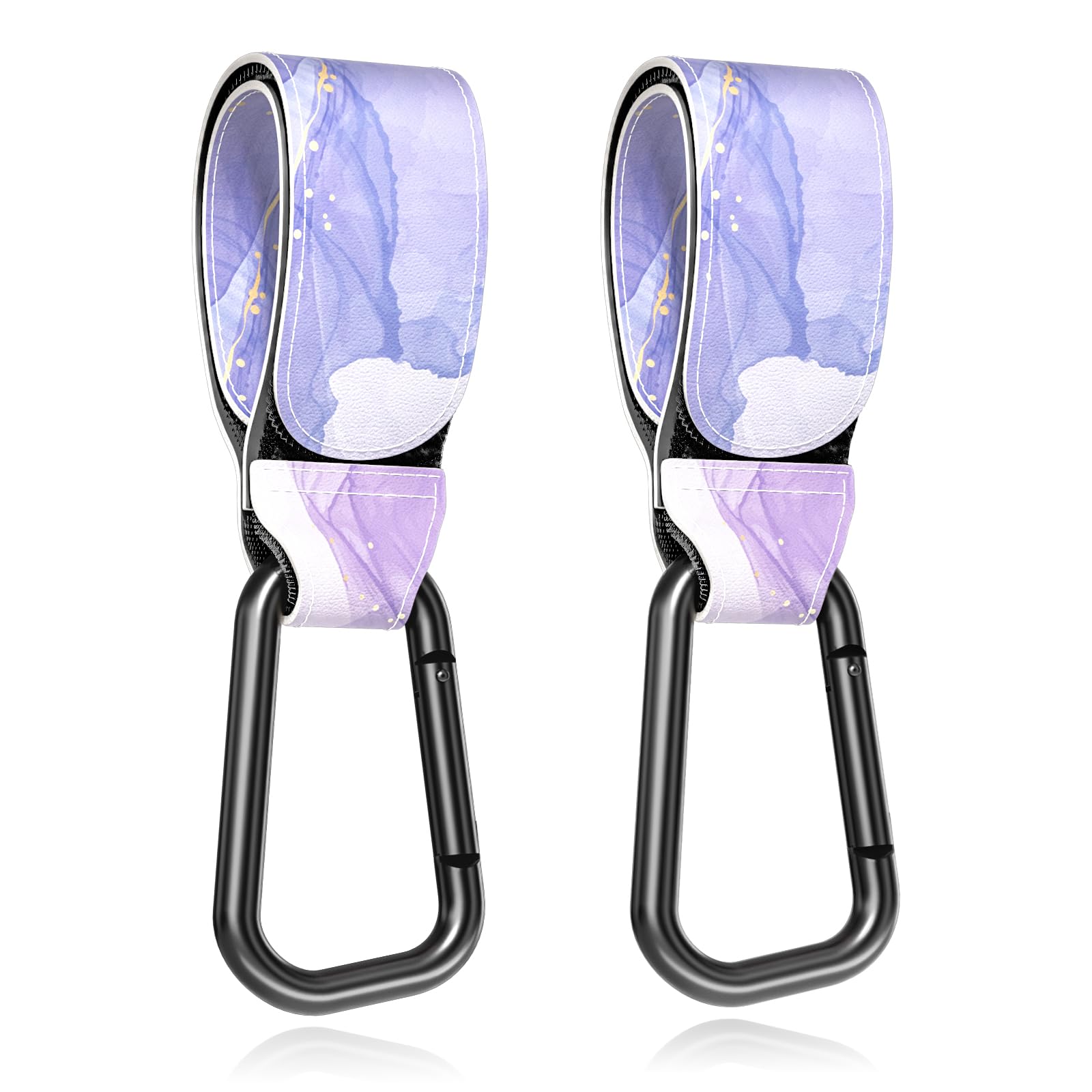 Gukeniu Dream Purple stroller hooks on a handle for hands-free organization.