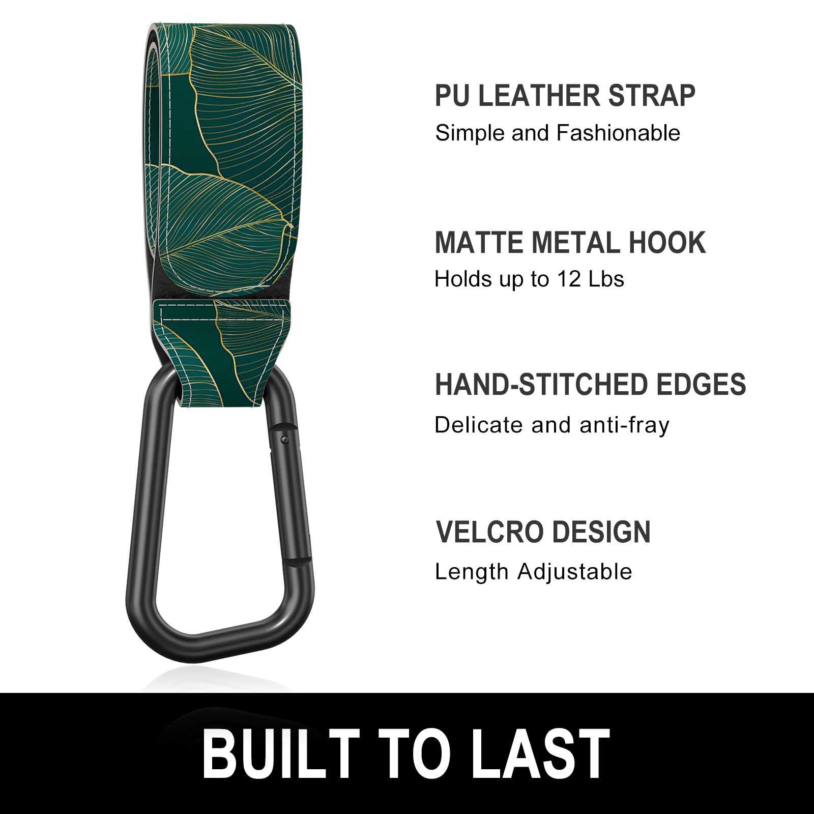 Gukeniu green-leaf design with metal hook holding a diaper bag neatly.