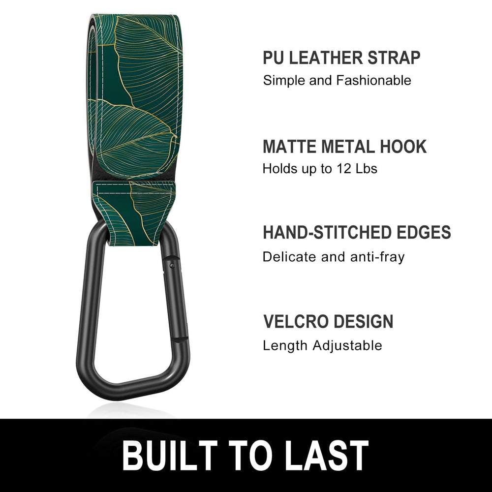 Gukeniu green-leaf design with metal hook holding a diaper bag neatly.