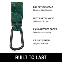 Gukeniu green-leaf design with metal hook holding a diaper bag neatly.