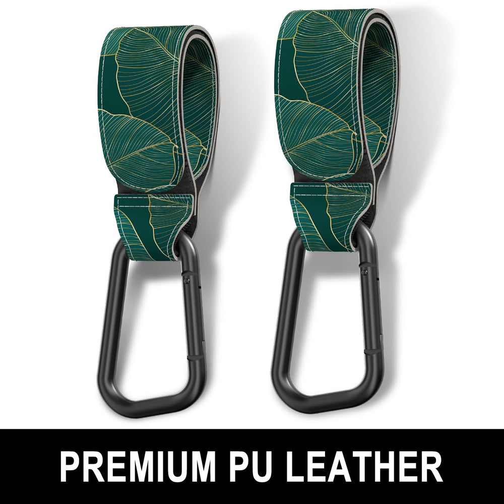 Gukeniu hook wrapped around stroller handle with Velcro for easy, tool-free installation.