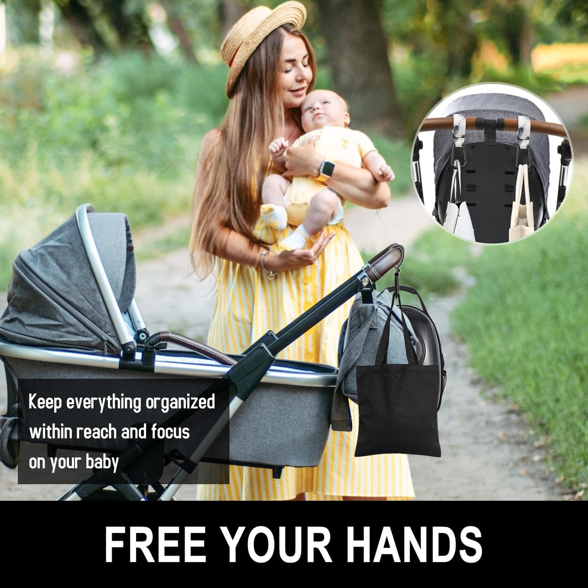 Gukeniu stroller hooks strong-sturdy metal hook, supports up to 12 lbs.