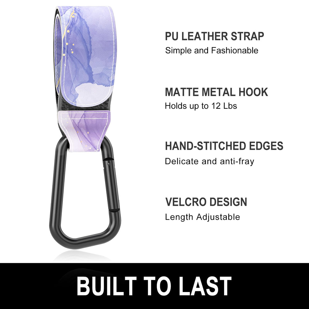 Gukeniu stroller hooks closeup shows adjustable Velcro strap fit.