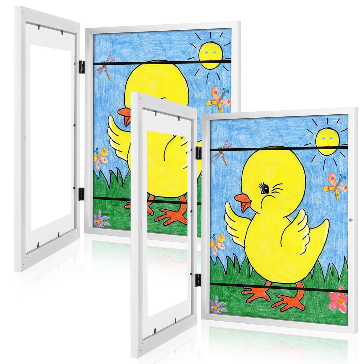 gulethun 11x14 front-opening frame for easy art swap and tidy display