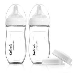 Gulicola natural glass baby bottle 8oz front view supports gentle feeding