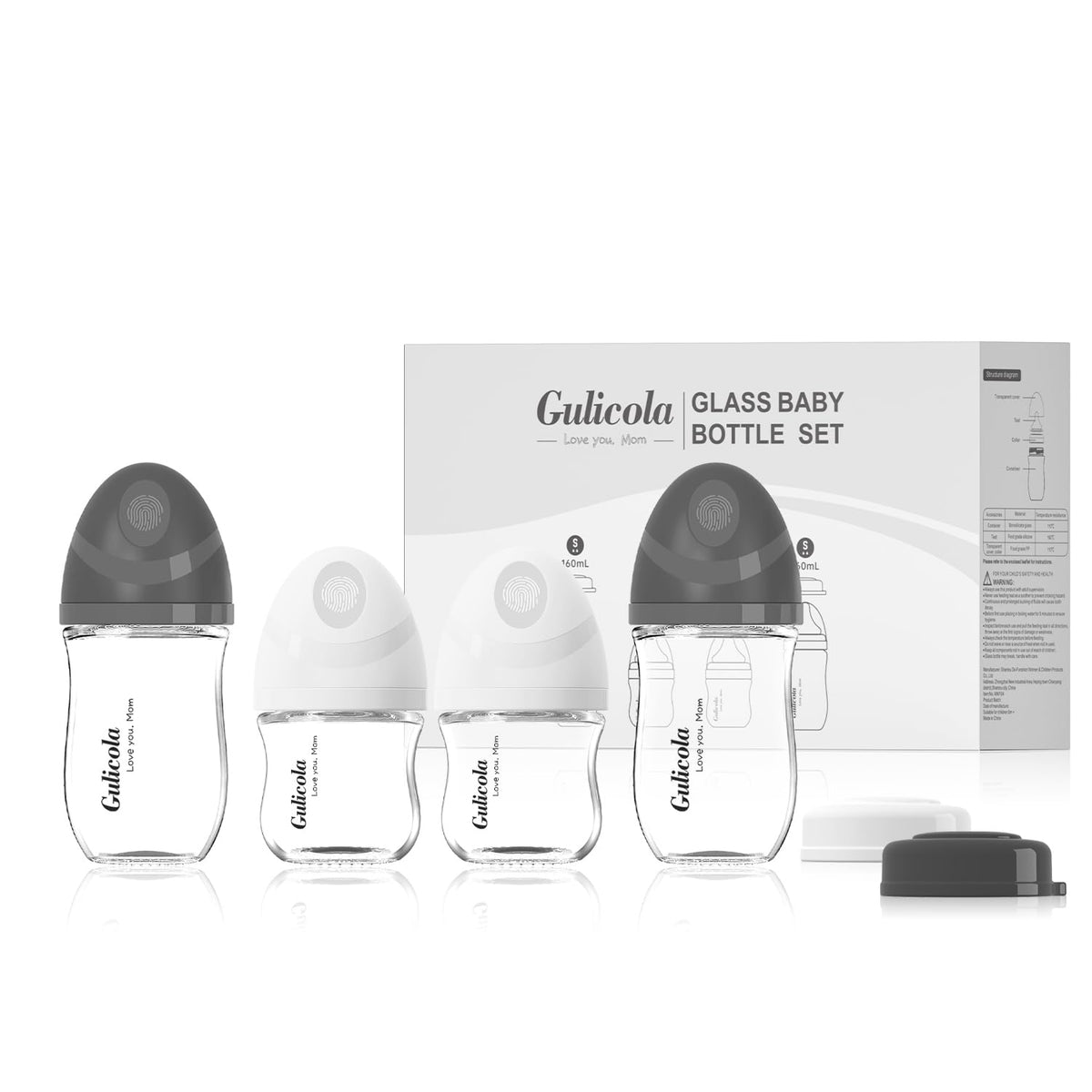 Gulicola natural glass baby bottle 3oz pack highlighting compact size for newborn feeding