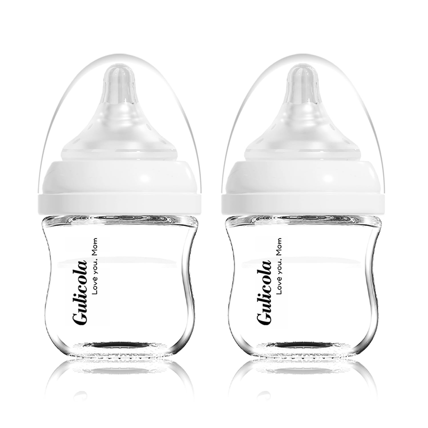 Gulicola small glass baby bottle 3oz with compact newborn-friendly design.