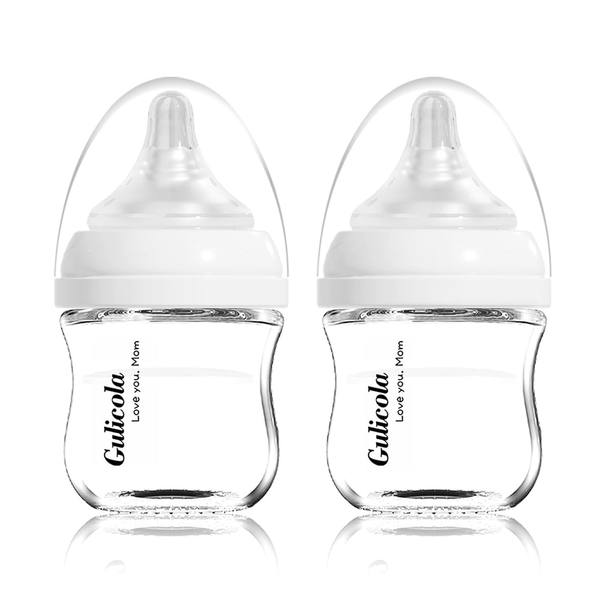 Gulicola small glass baby bottle 3oz with compact newborn-friendly design.