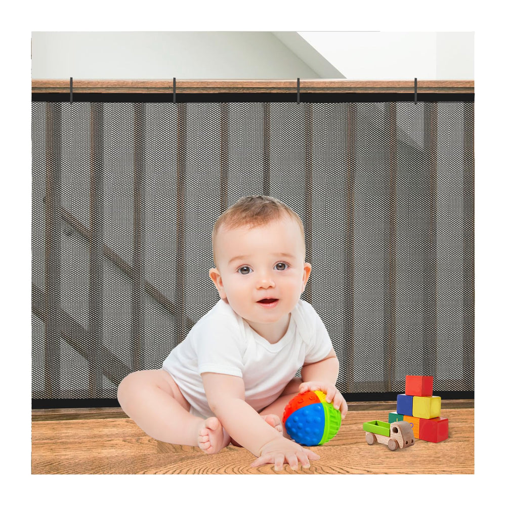 Gulissa Banister Guard netting front view shows balcony safety boundary for kids