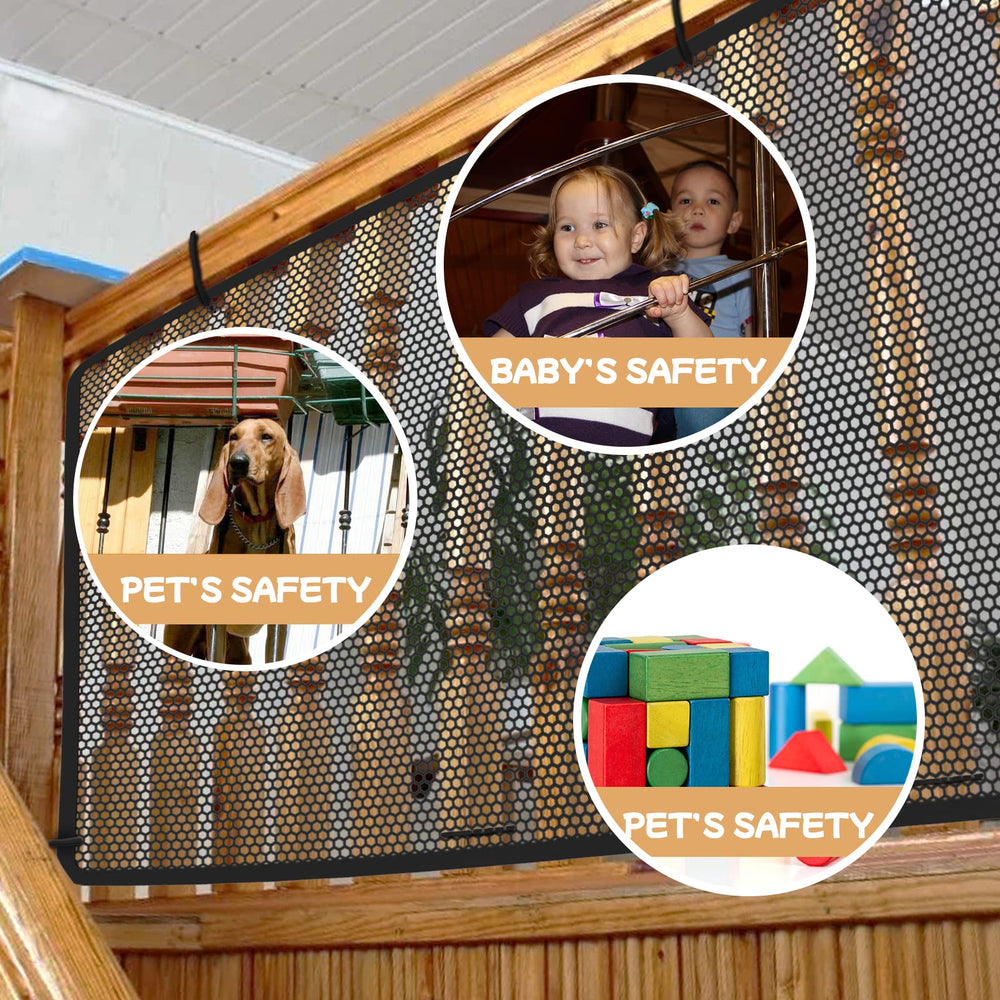 Gulissa stair netting mesh visibility image highlights clear sightlines for kids.