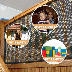 Gulissa stair netting mesh visibility image highlights clear sightlines for kids.