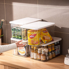 GUMEIGODA clear-stackable-bin with lid for easy closet or living room organization.