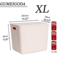 GUMEIGODA storage bins stackable grey on shelf to save space.
