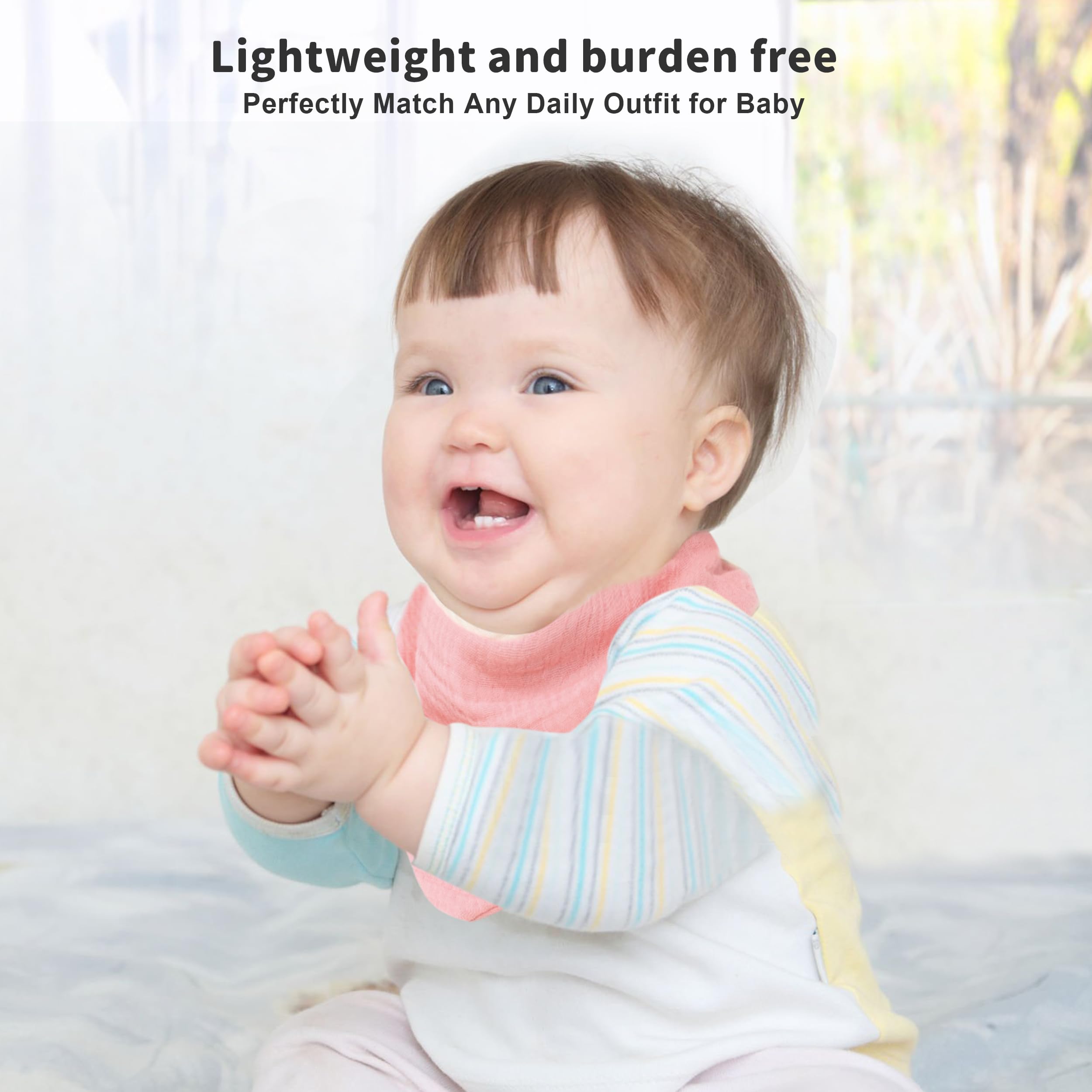 GUNTAIL baby-wearing model demonstrates adjustable magnetic closure for growing necks.