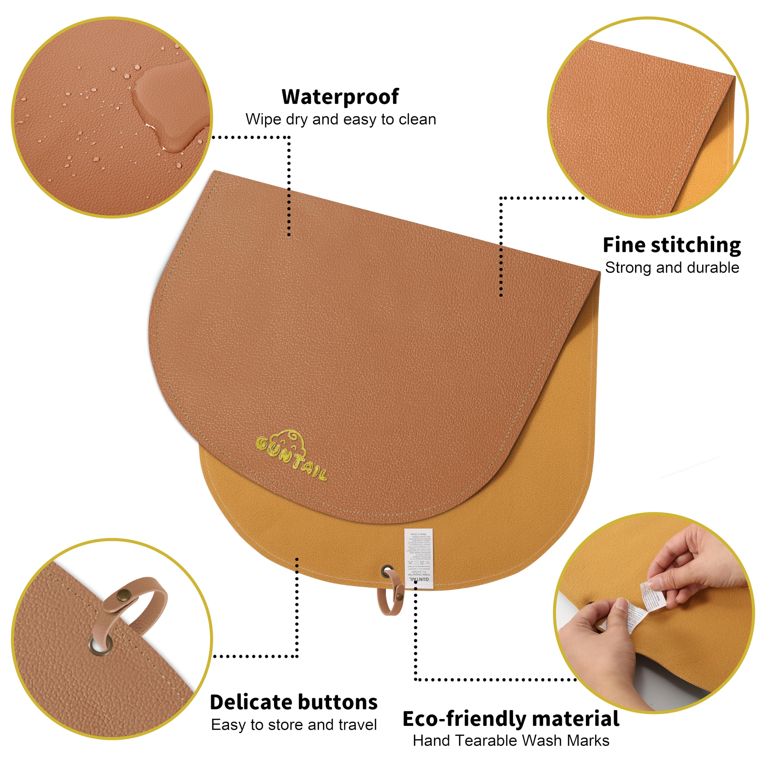 GUNTAIL changing mat in coffee color complements travel gear and home use.