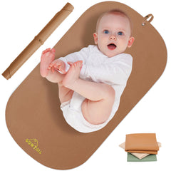 GUNTAIL portable changing mat folded with strap for easy diaper bag packing.