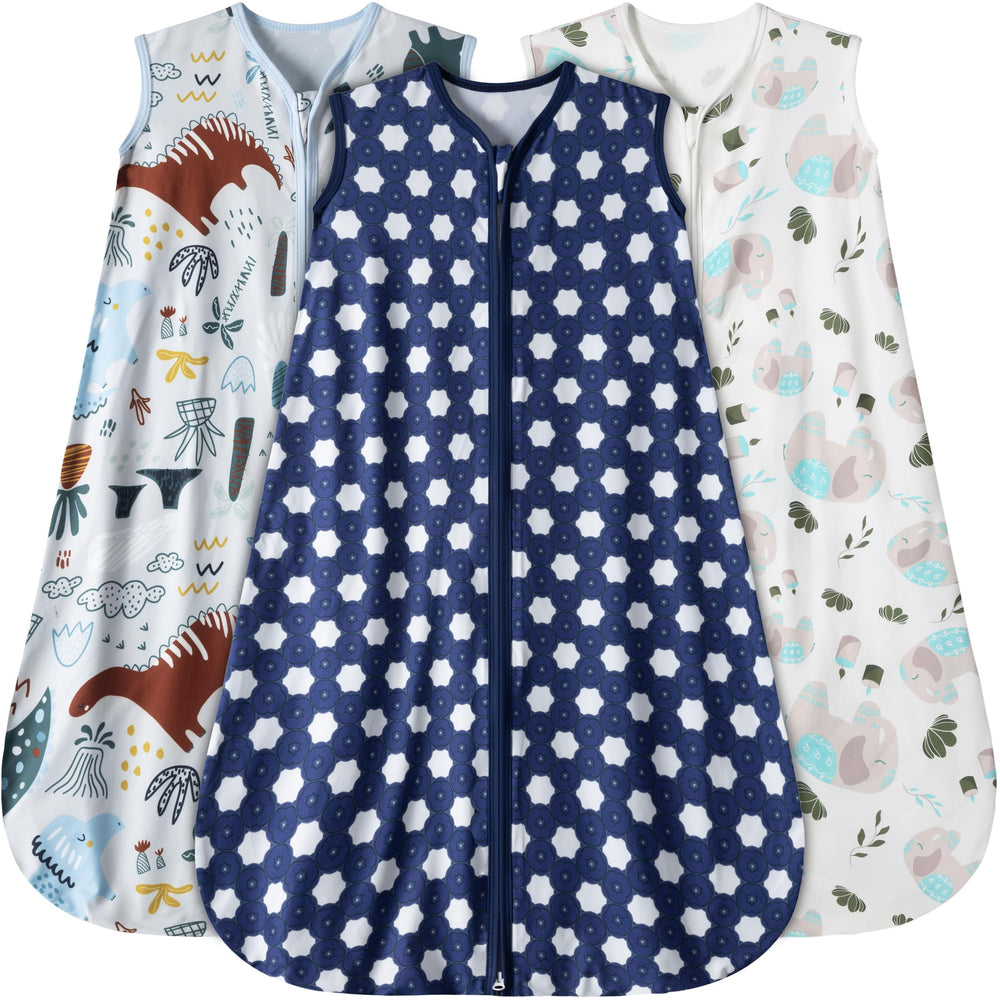 GUNTAIL baby sleep sack elephant pattern provides gentle warmth.