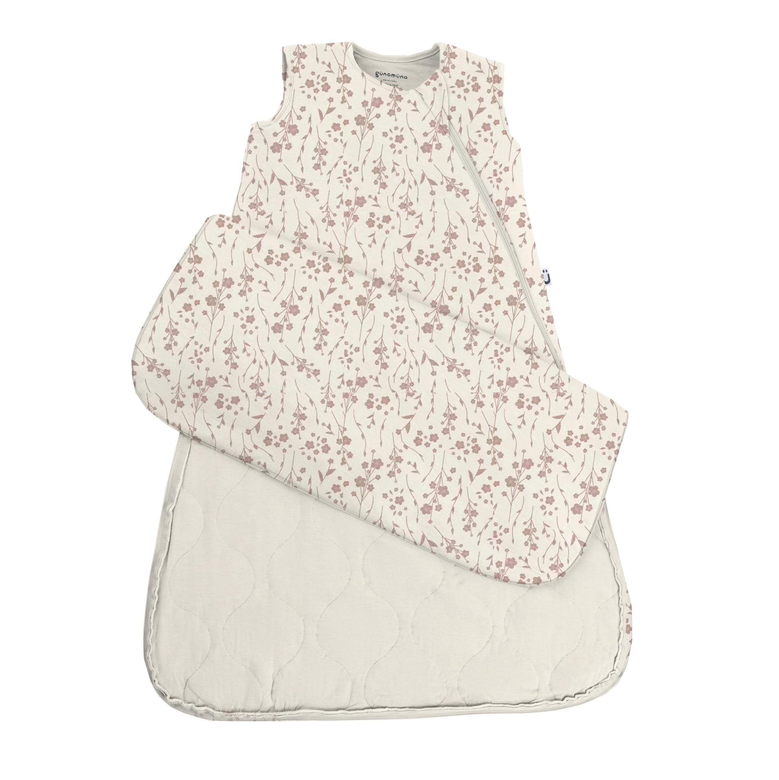 GUNAMUNA Sleep Sack Posie zipper closeup for quick diaper changes