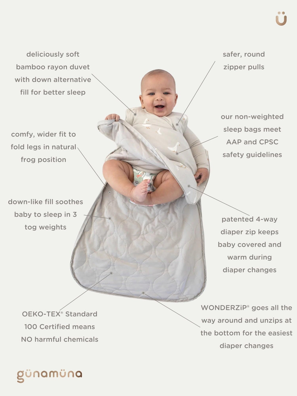 GUNAMUNA Ultra-soft microfiber closeup highlights breathable, hypoallergenic fabric.